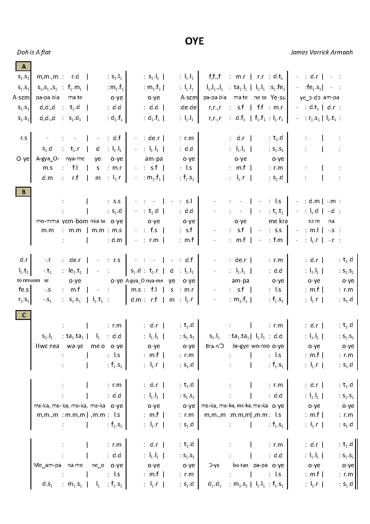 Oye-solfa - Download Choir Script PDF