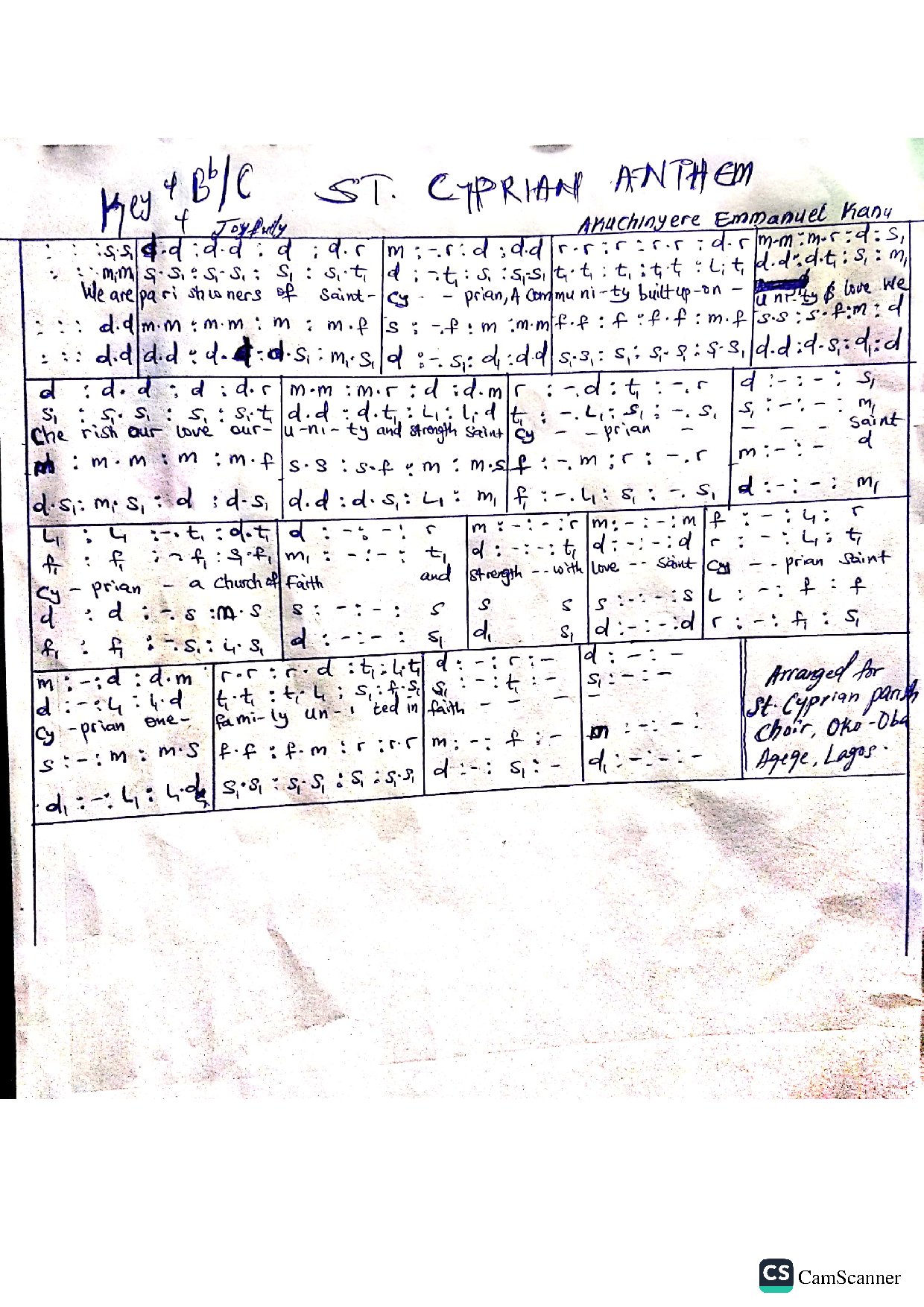 St. Cyprian Anthem - Download Choir Script PDF