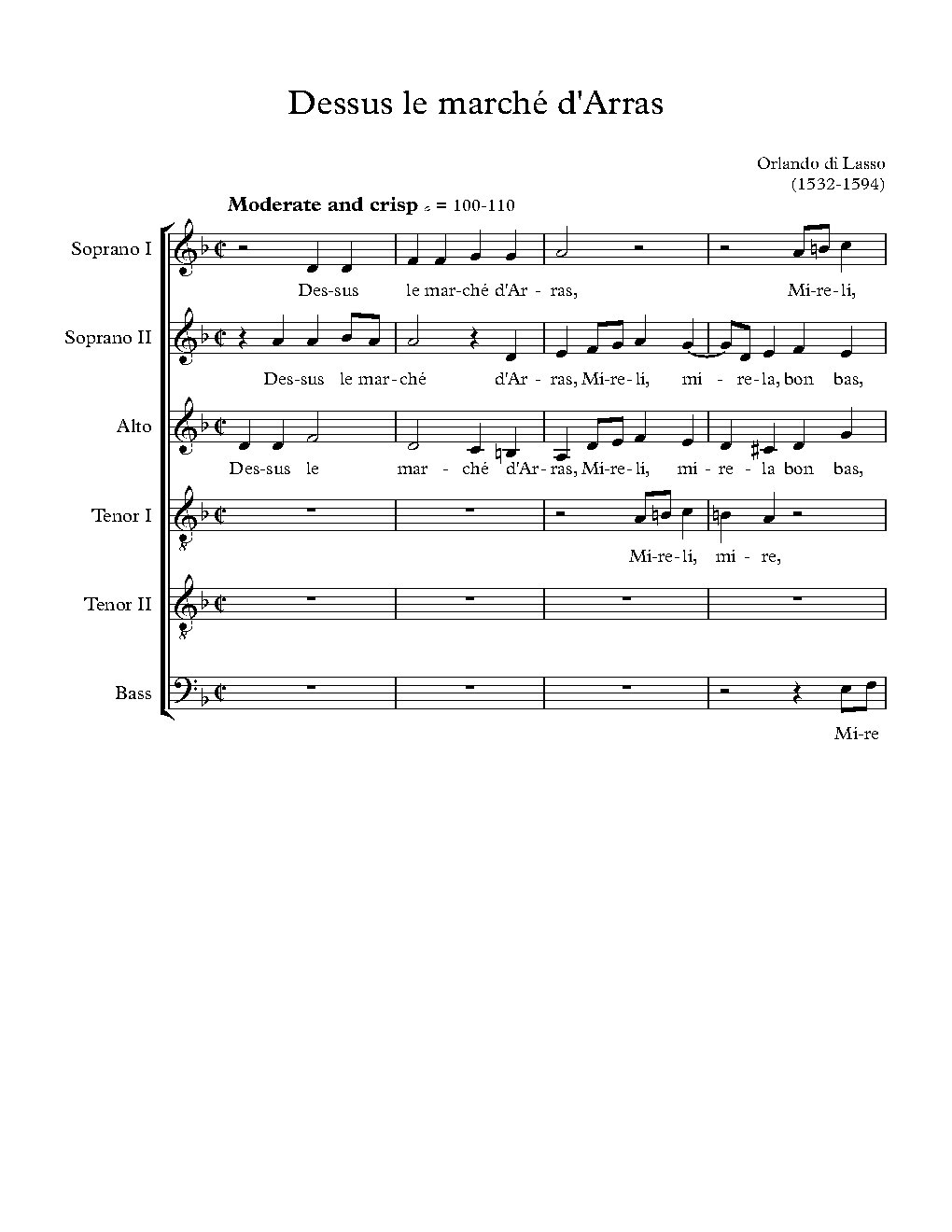 Dessus le marché d'Arras - Choir Script PDF Thumbnail