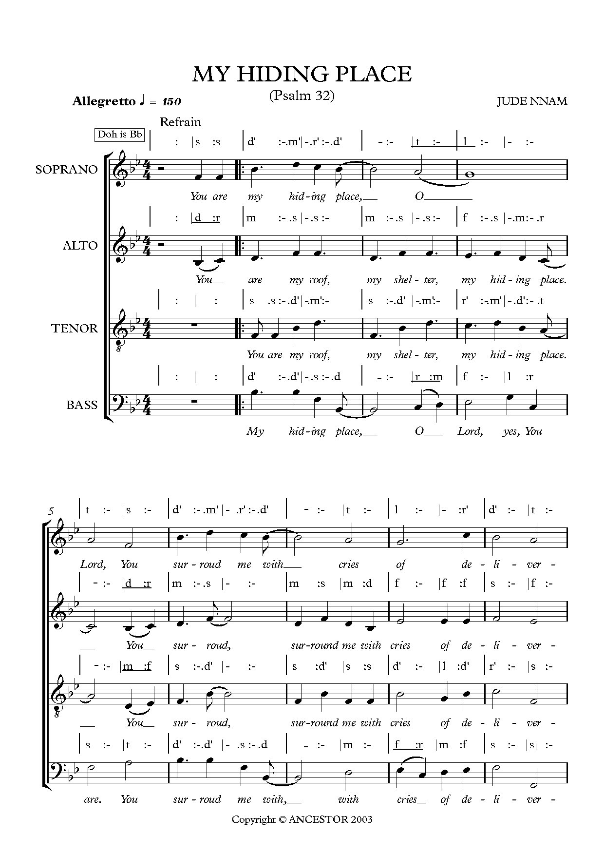 (Ps. 32) My Hiding Place - Download Choir Script PDF