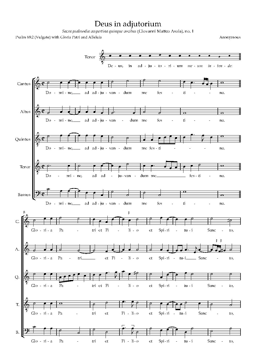 Deus, in adjutorium - Choir Script PDF Thumbnail