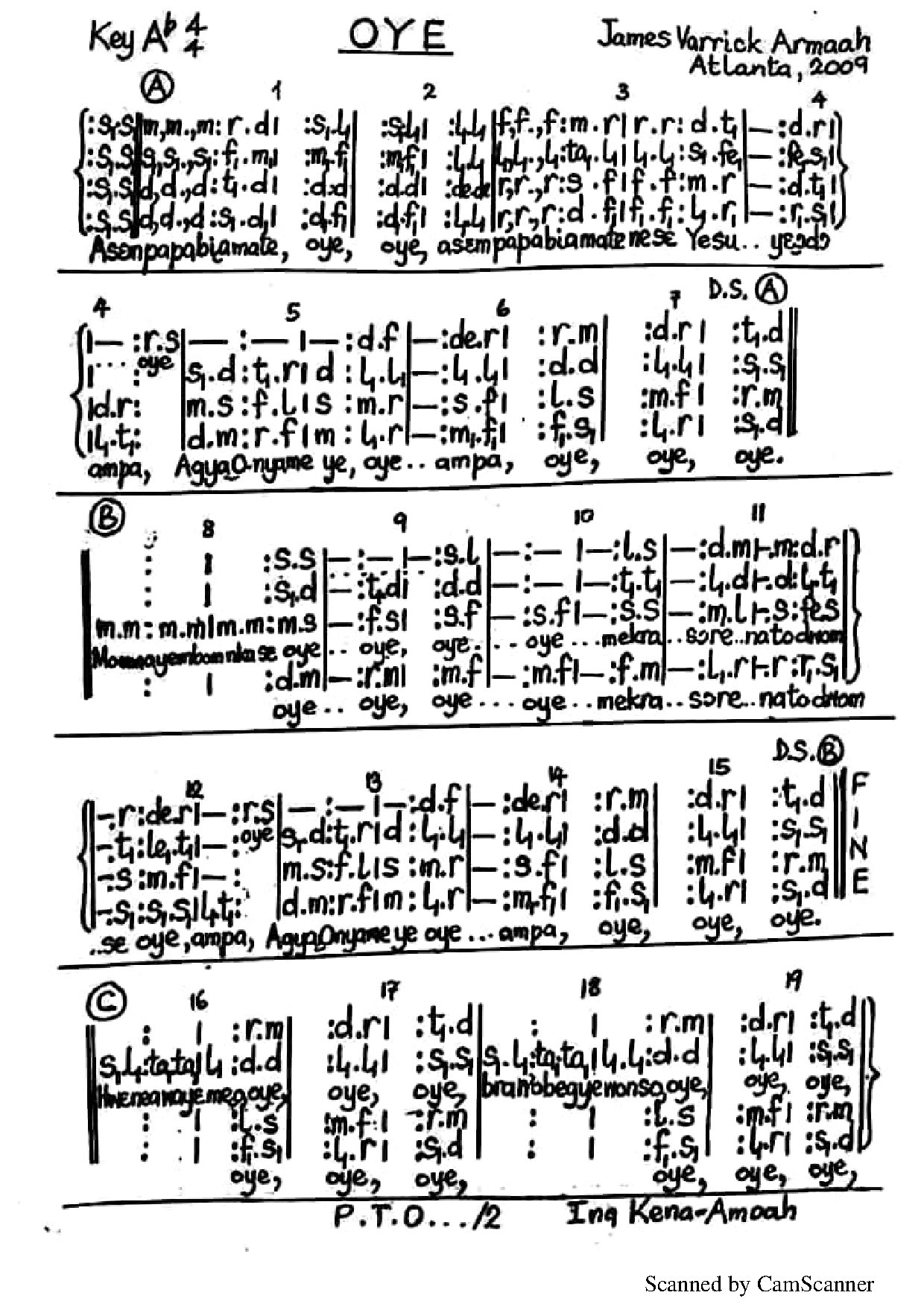 Oye - Download Choir Script PDF