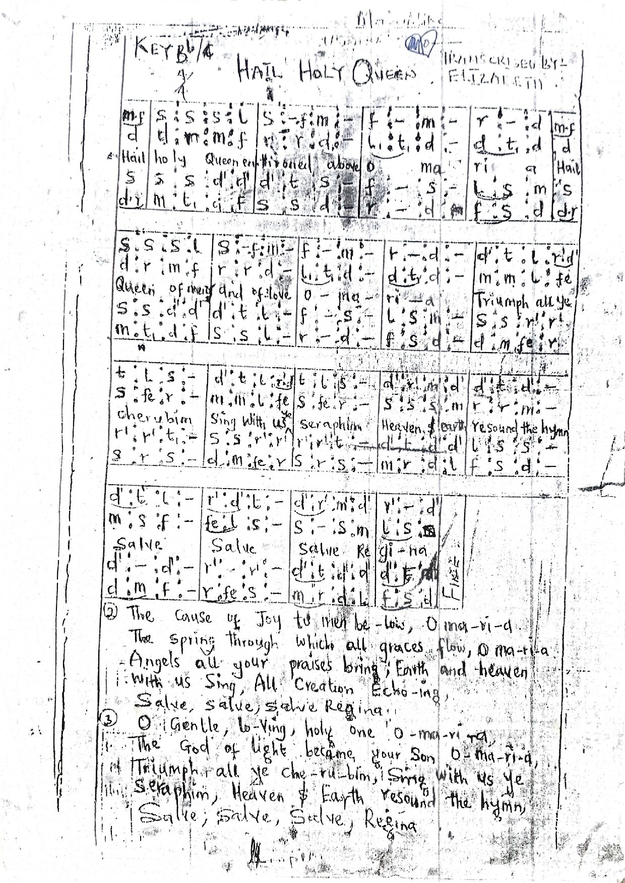 Hail Holy Queen - Download Choir Script PDF