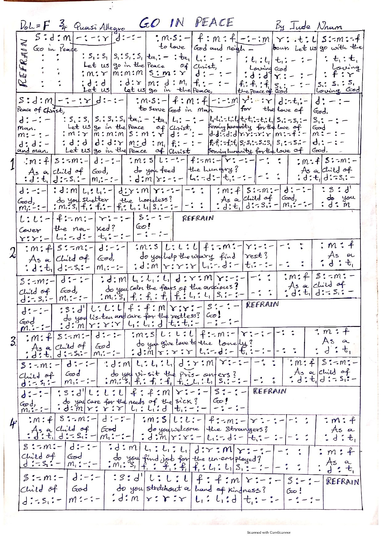 Go In Peace By Jude Nnam - Download Choir Script PDF