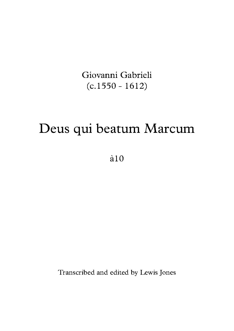 Deus qui beatum Marcum, a 10 voci