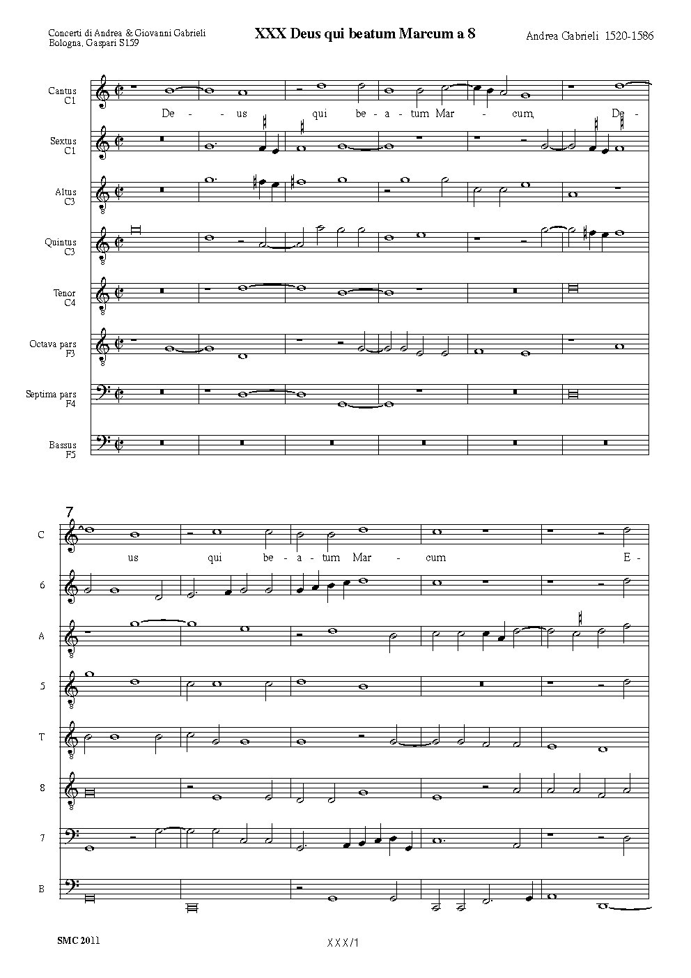 Deus qui beatum Marcum a 8 - Choir Script PDF Thumbnail