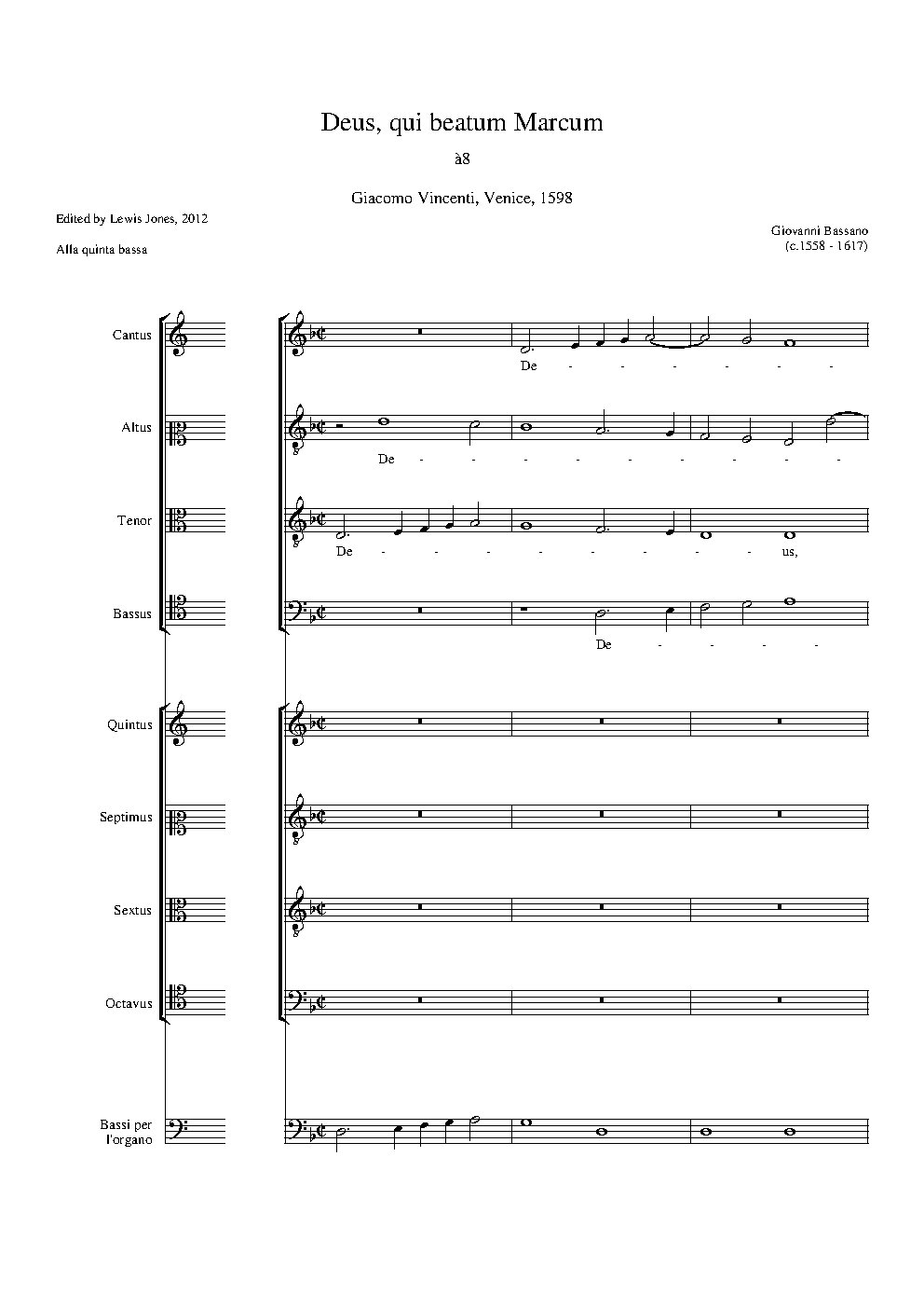 Deus qui beatum Marcum a 8 - Choir Script PDF Thumbnail