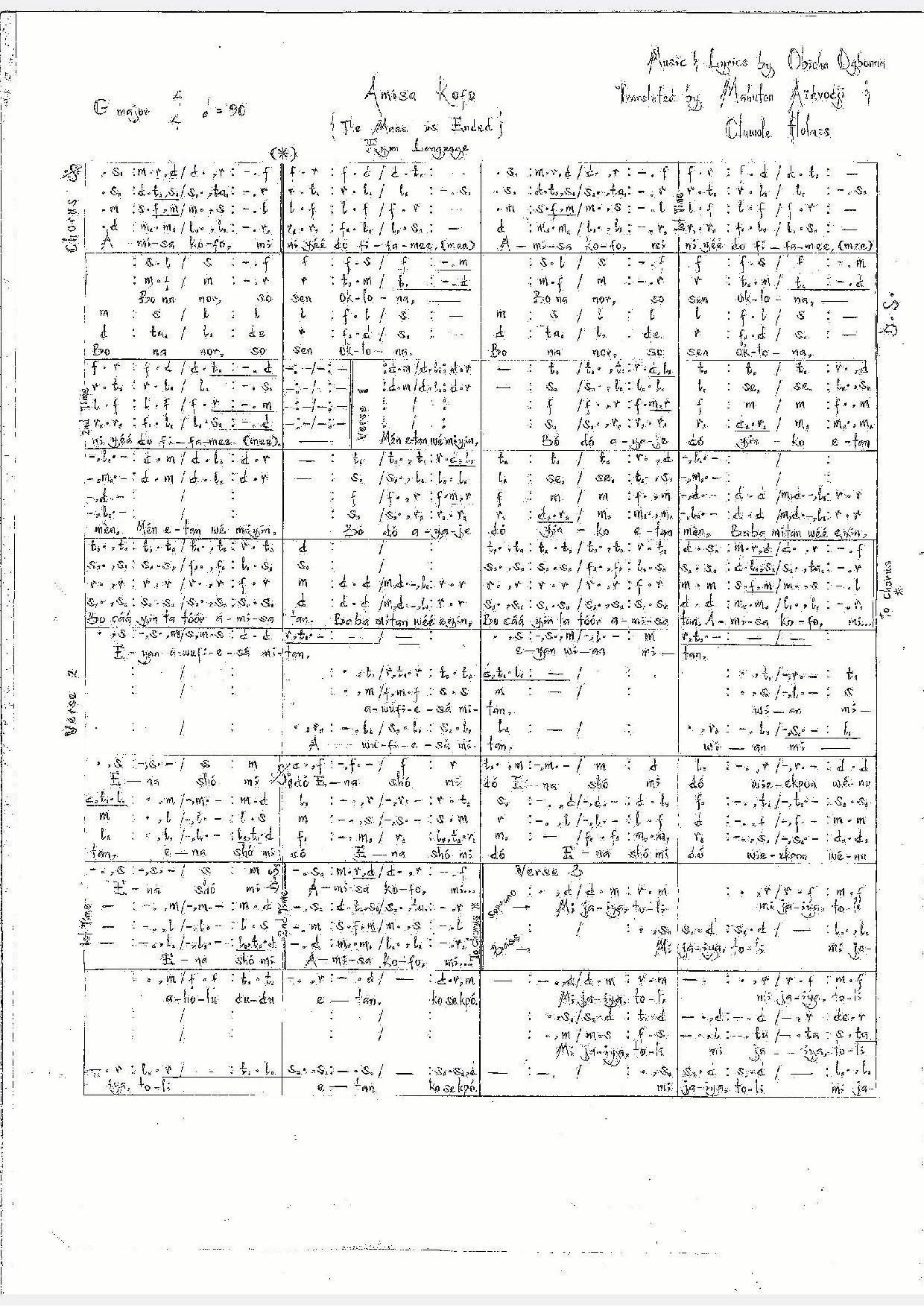 Amisa Kofo (the Mass Is Ended) - Obioha Ogbonna 1 - Download Choir Script PDF