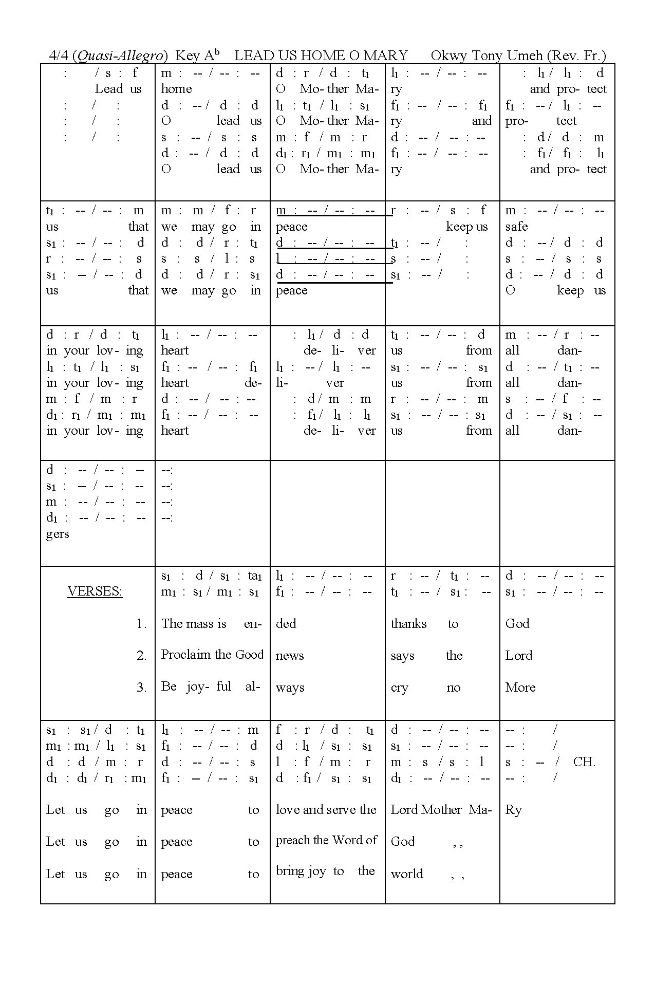 Lead Us Home O Mary - Download Choir Script PDF