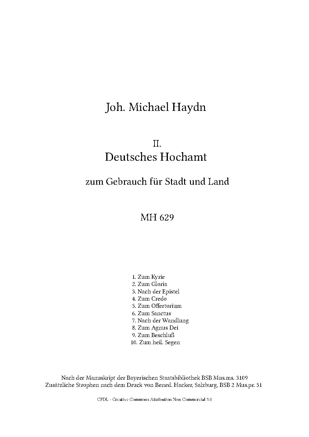 Deutsches Hochamt, MH 629 - Choir Script PDF Thumbnail