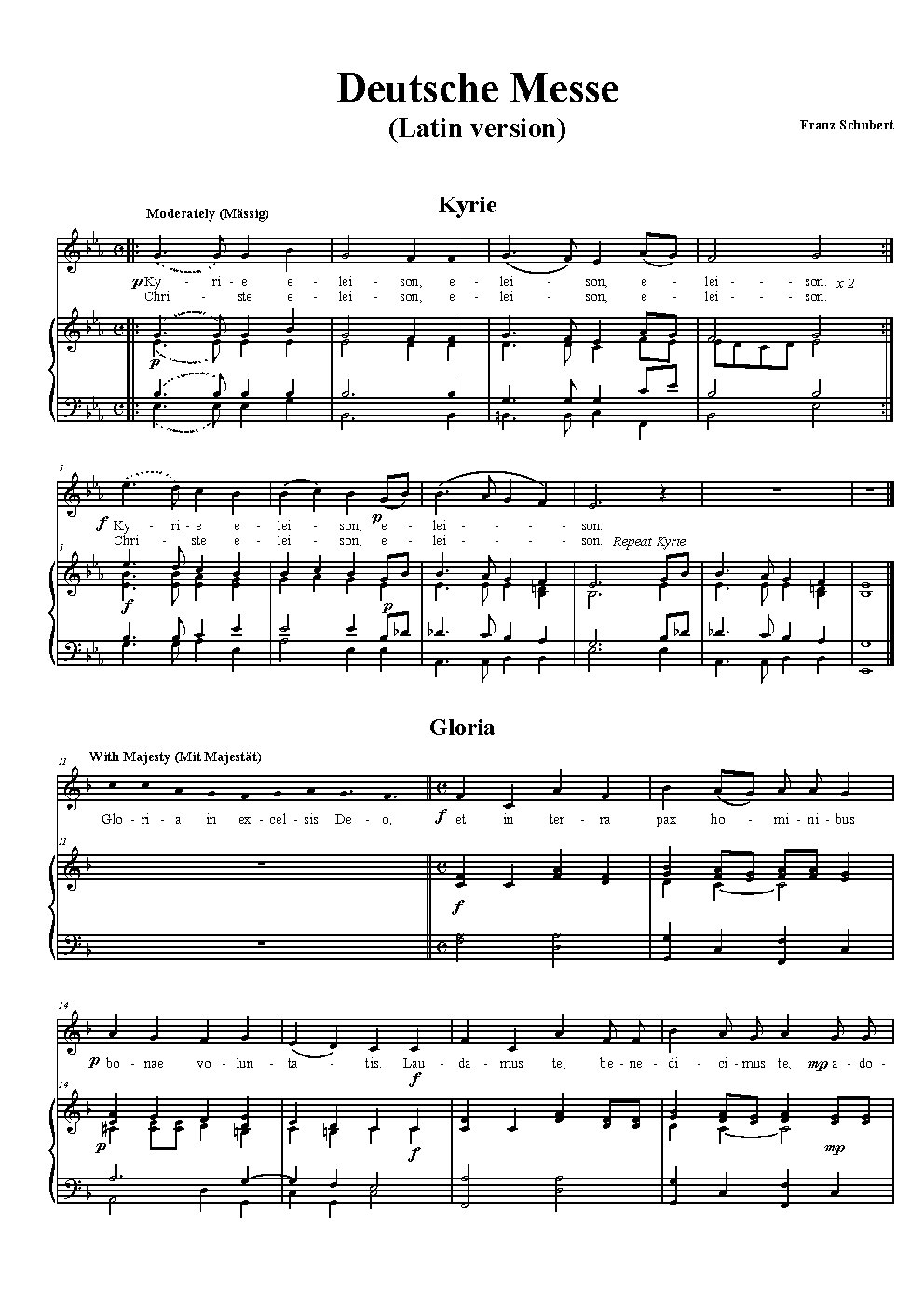 Deutsche Messe (Latin unison version) - Choir Script PDF Thumbnail