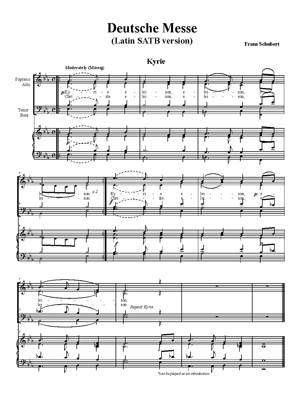 Deutsche Messe (Latin SATB version)