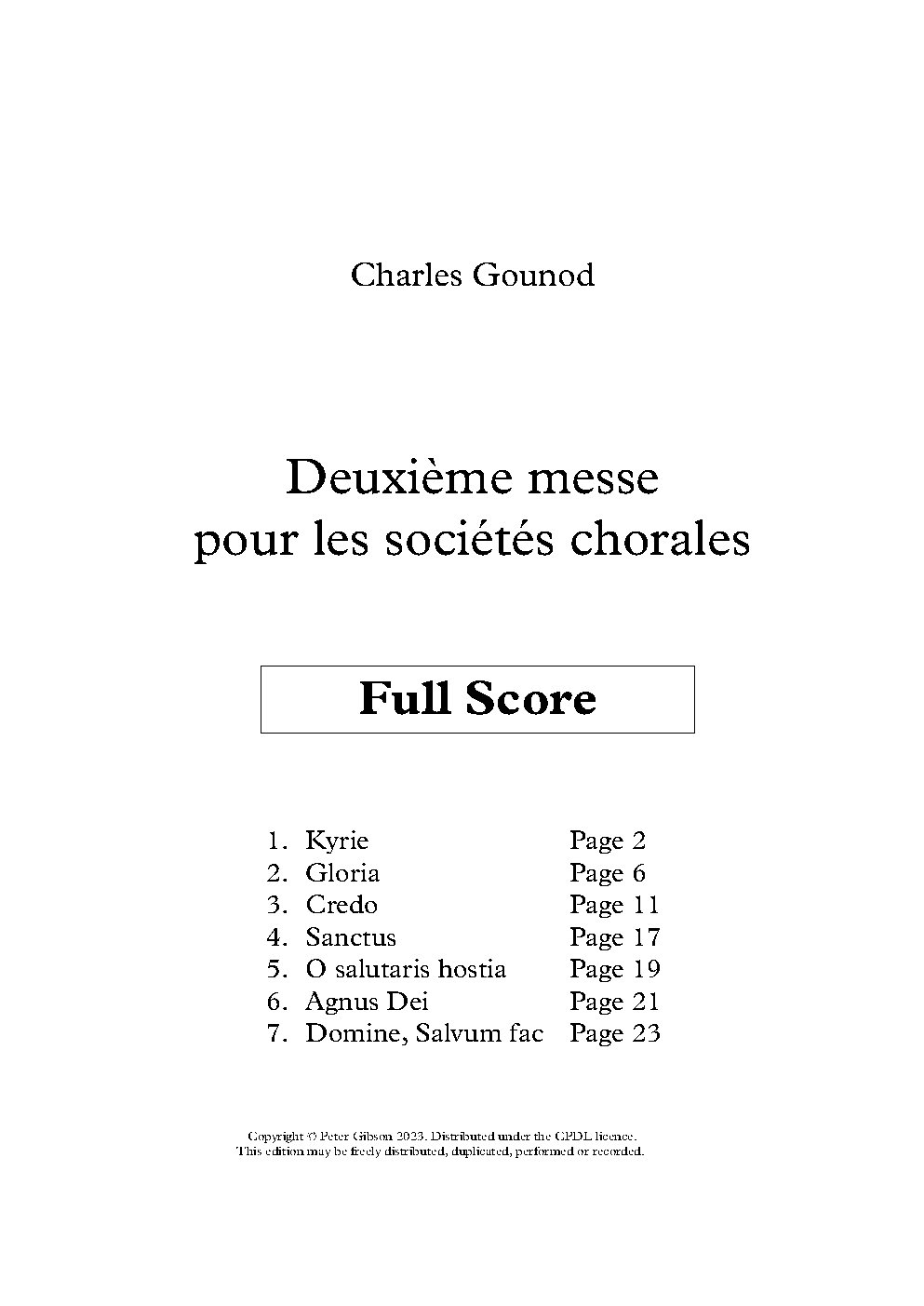 Deuxième messe pour les sociétés chorales : à quatre voix d'hommes (TTBB) avec accompagnement d'orgue