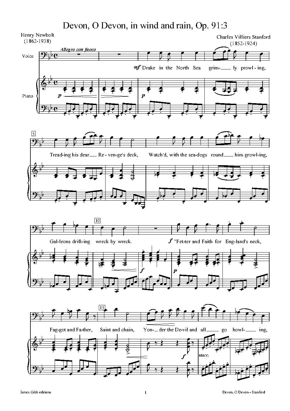 Devon, O Devon, in wind and rain, Op. 91:3