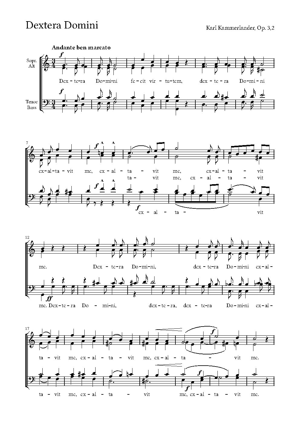 Dextera Domini|4 Gradualien für gemischten vierstimmingen Chor, Op. 3