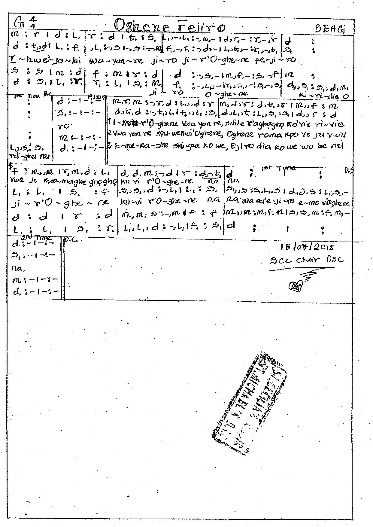 Oghene Fejiro - Download Choir Script PDF