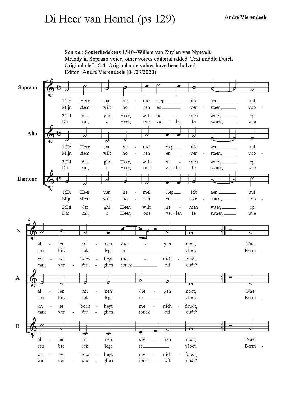Di Heer van hemel - Choir Script PDF Thumbnail