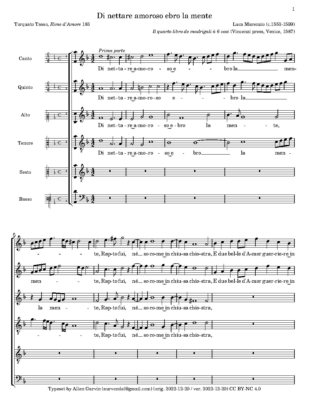 Di nettare amoroso ebro - Choir Script PDF Thumbnail