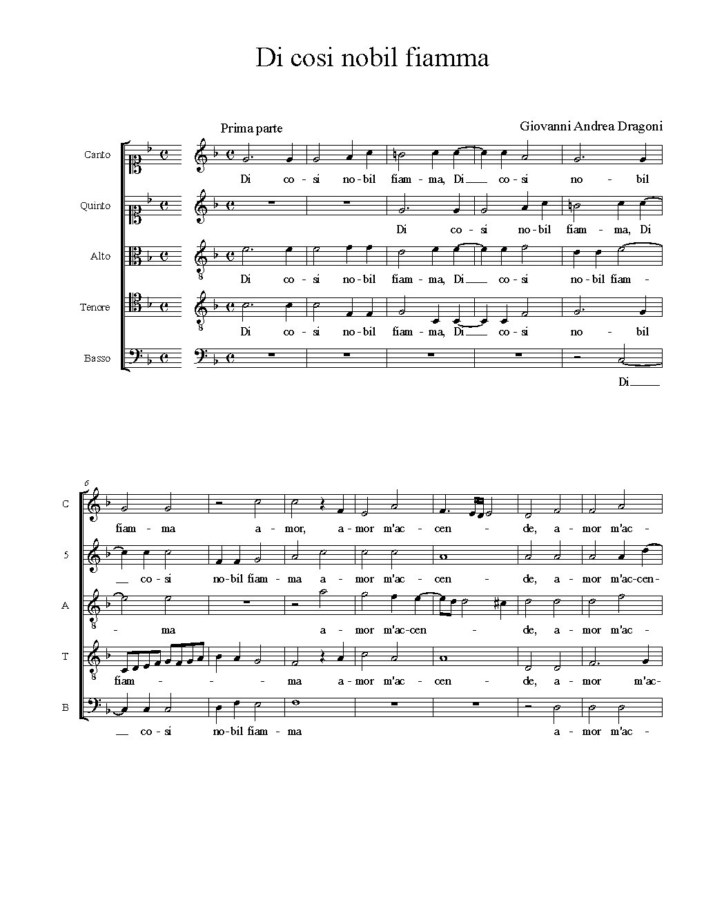 Di cosi nobil fiamma - Choir Script PDF Thumbnail