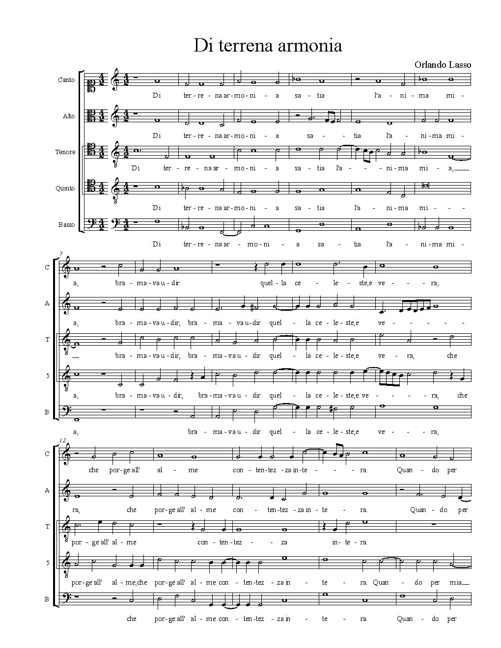 Di terrena armonia - Choir Script PDF Thumbnail