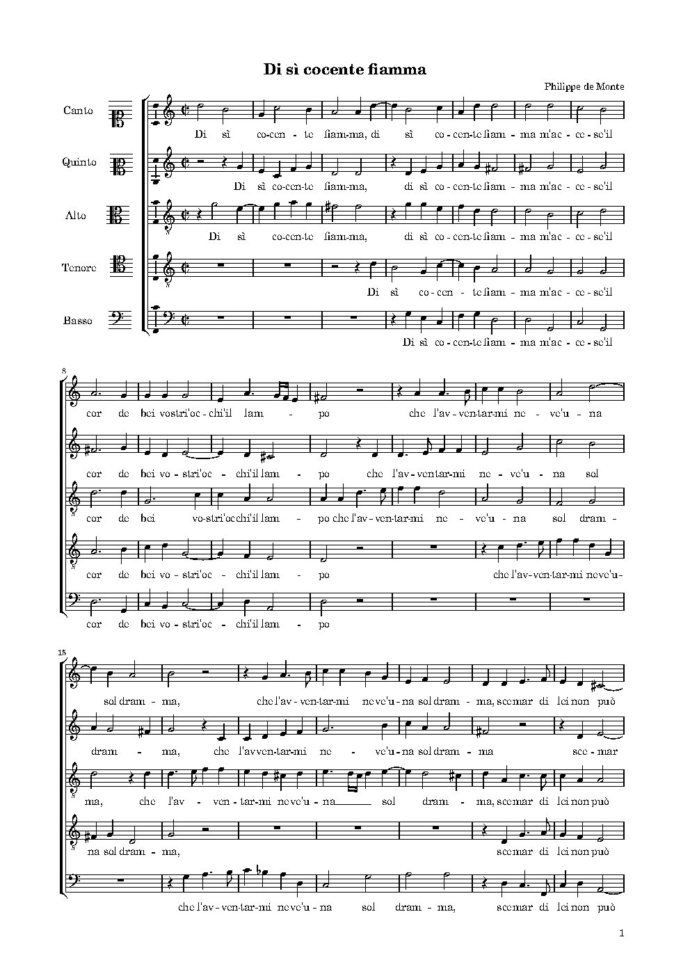 Di sì cocente fiamma - Choir Script PDF Thumbnail