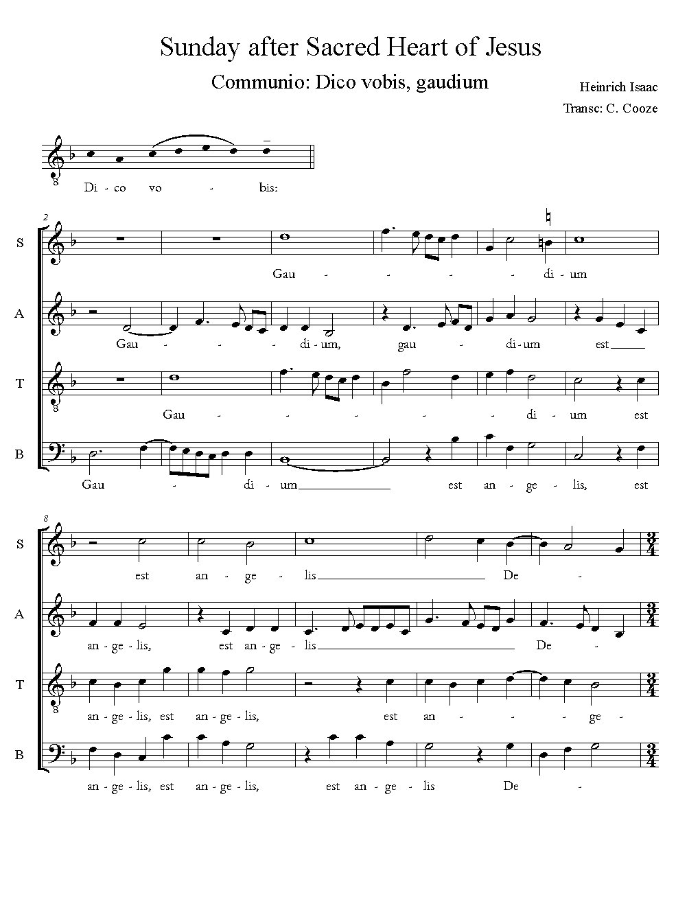 Dico vobis, Gaudium - Choir Script PDF Thumbnail