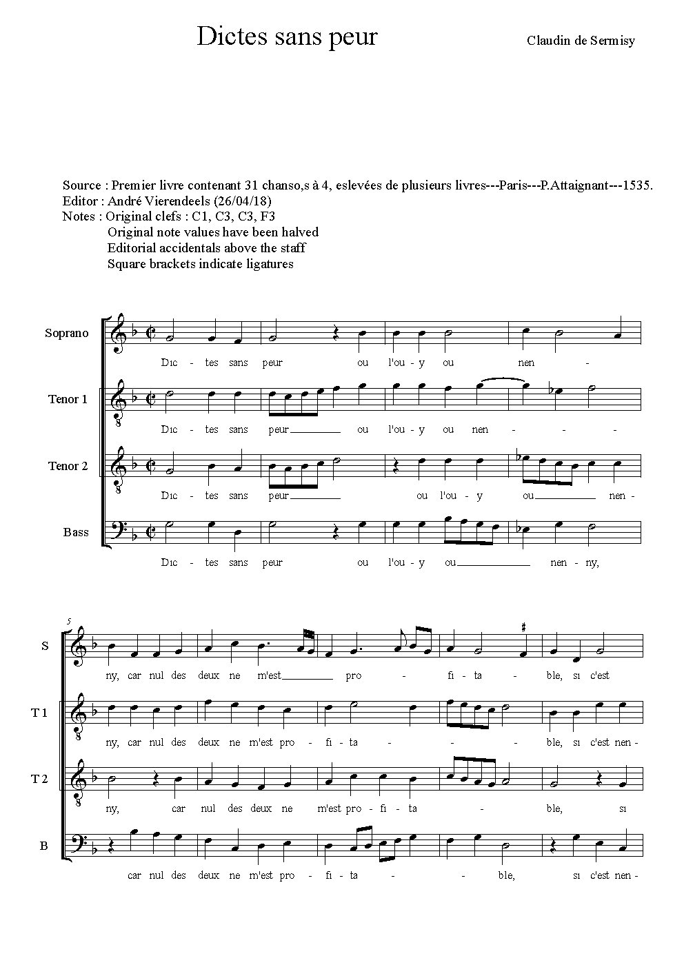 Dictes sans peur - Choir Script PDF Thumbnail