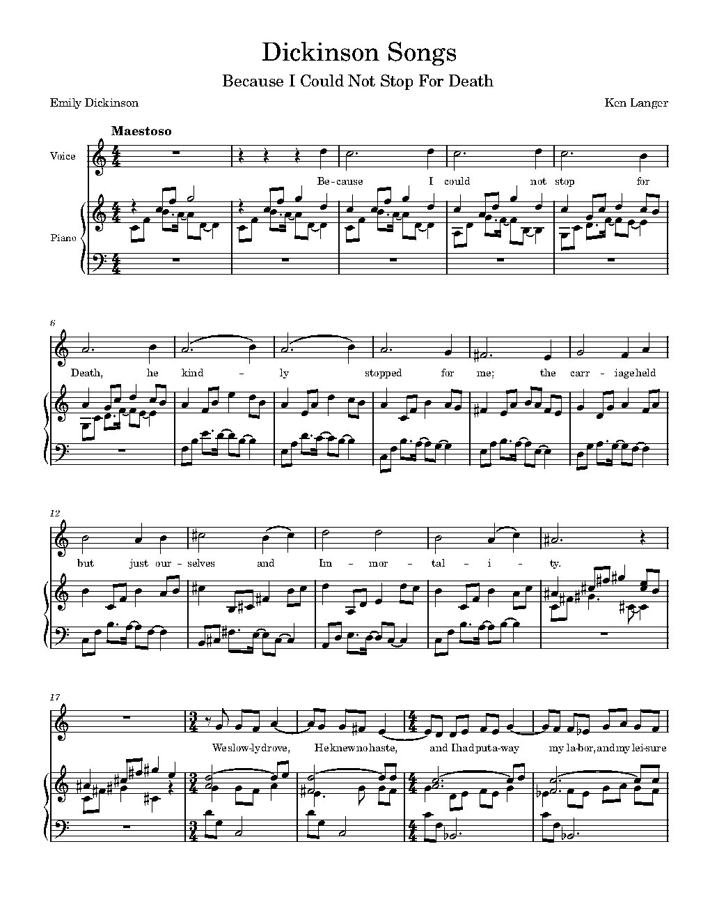Dickinson Songs: Because I Could Not