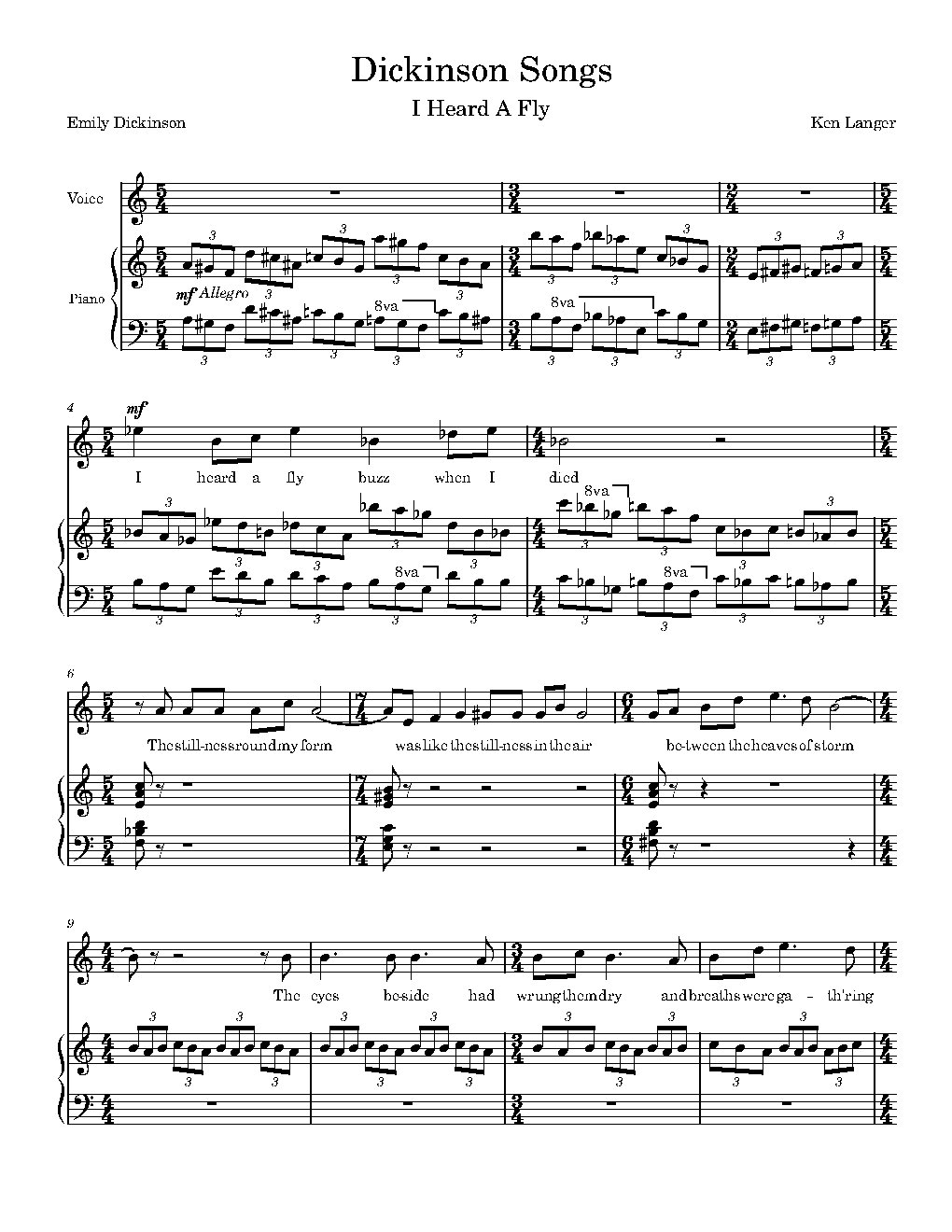 Dickinson Songs: I Heard A Fly