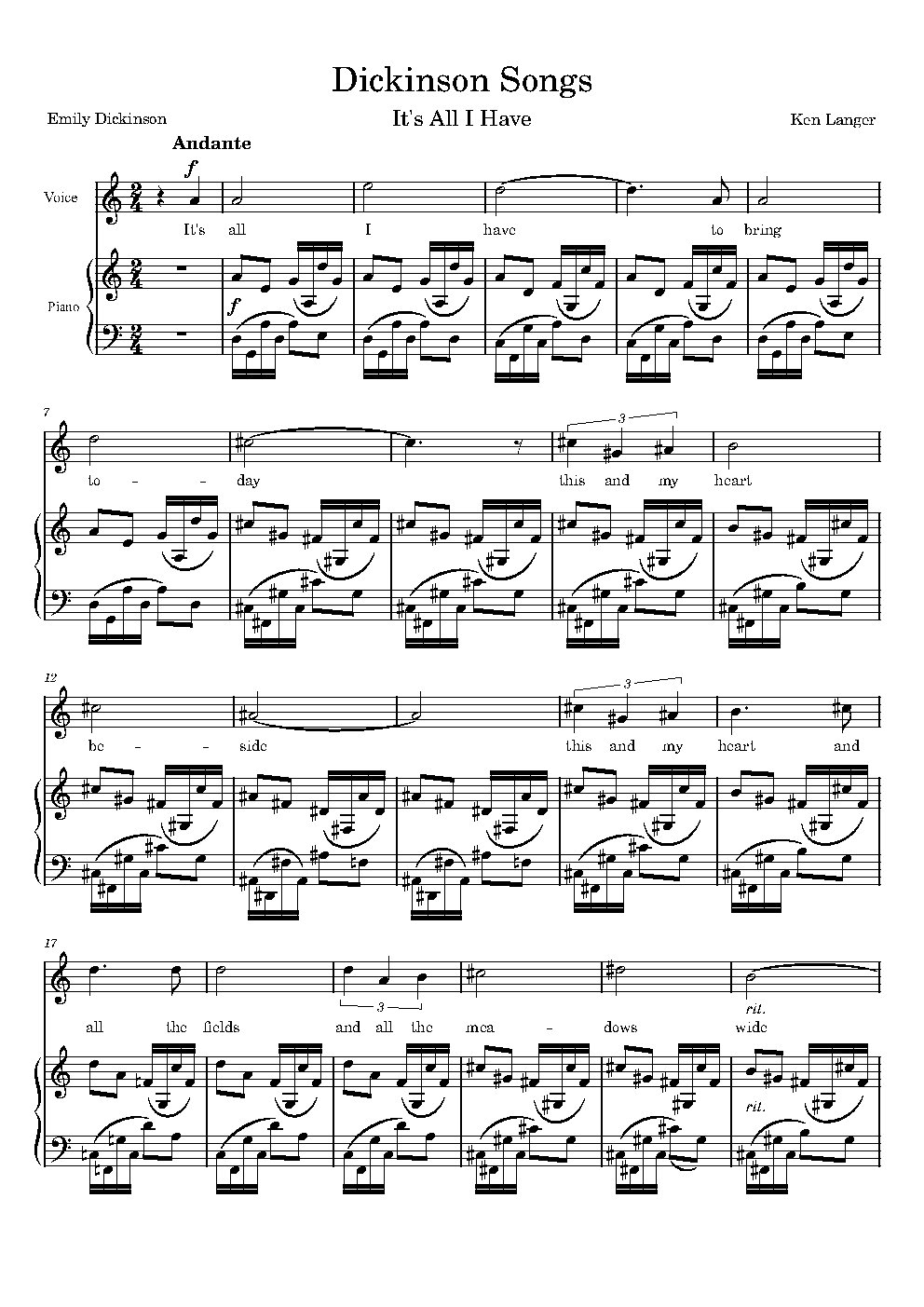 Dickinson Songs: It's All I Have - Choir Script PDF Thumbnail