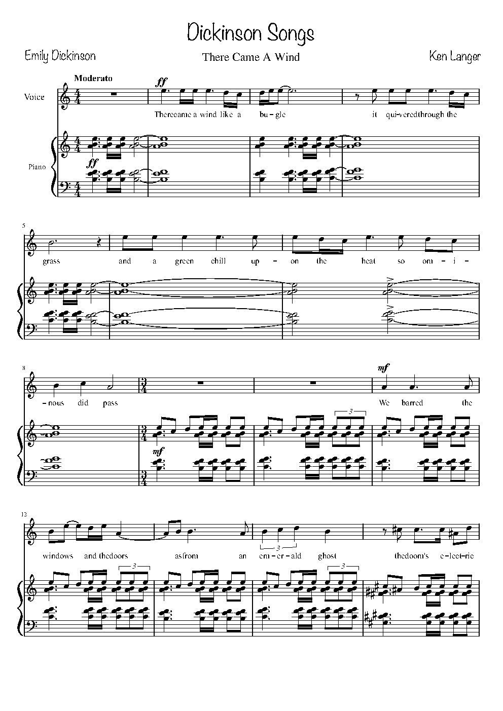 Dickinson Songs: There Came A Wind