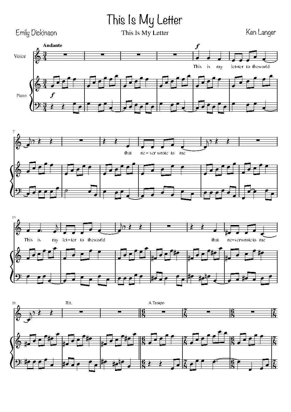 Dickinson Songs: This Is My Letter