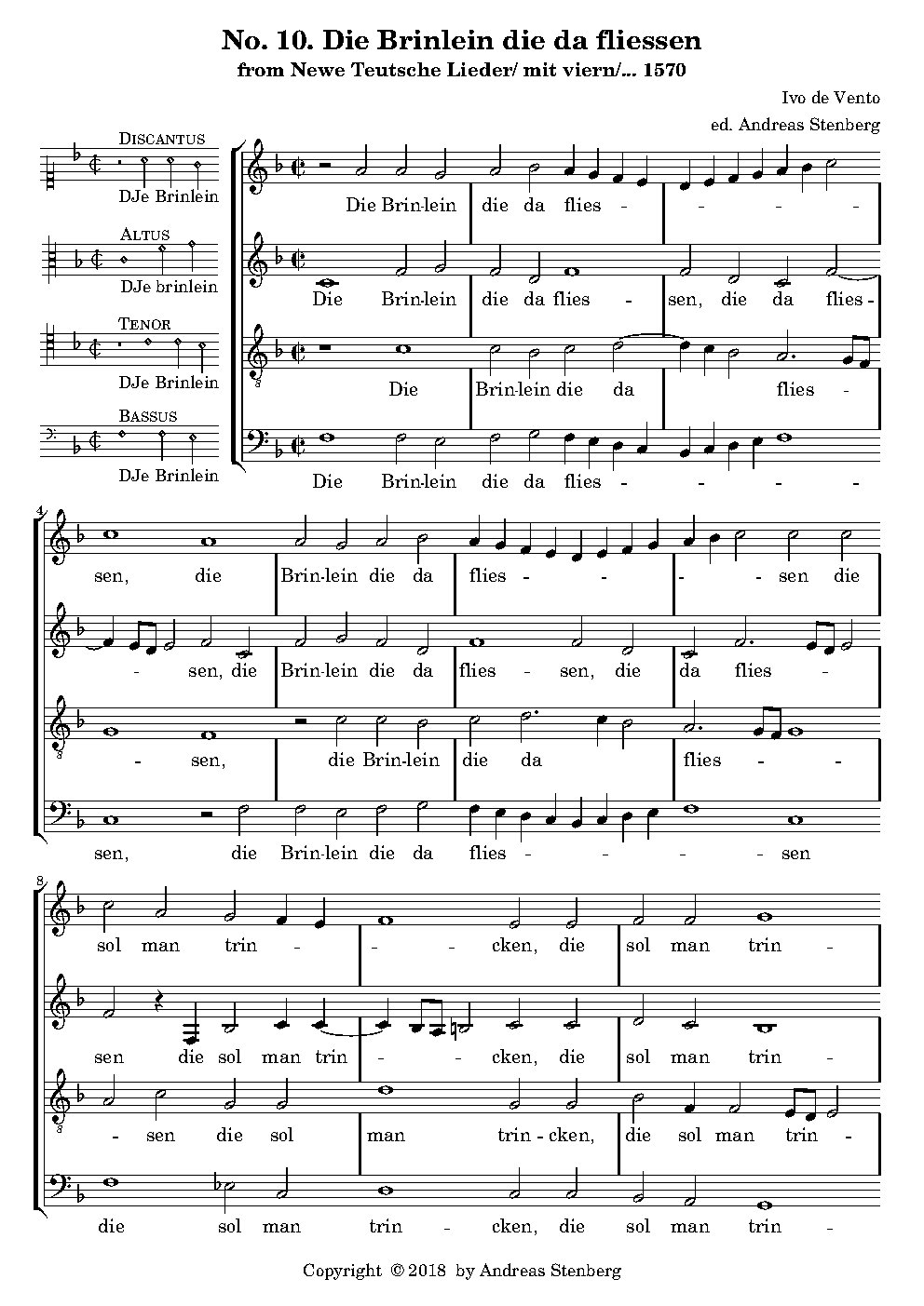 Die Brinlein die da fliessen - Choir Script PDF Thumbnail
