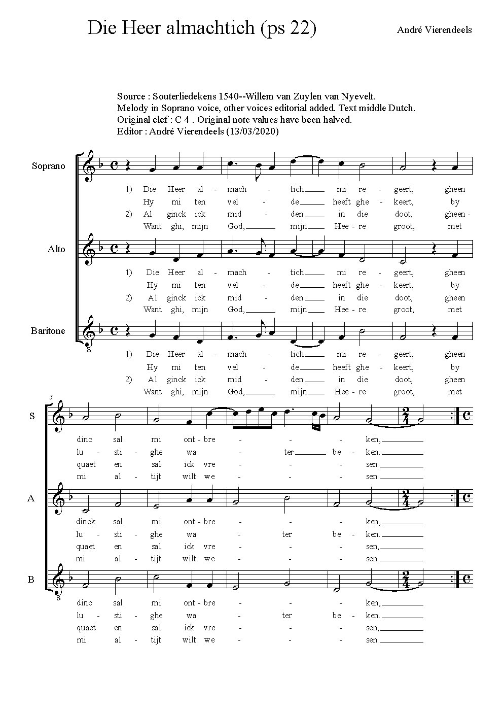 Die Heer almachtich - Choir Script PDF Thumbnail