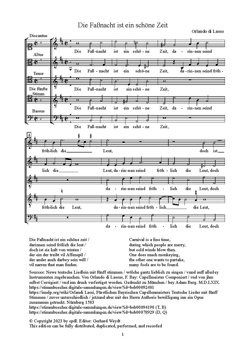 Die Faßnacht ist ein schöne Zeit - Choir Script PDF Thumbnail