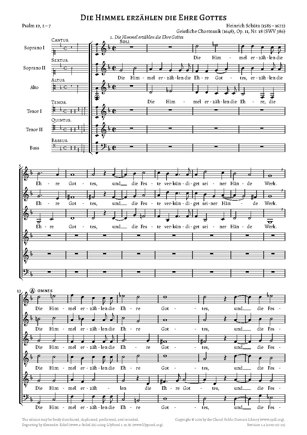 Die Himmel erzählen die Ehre Gottes, SWV 386