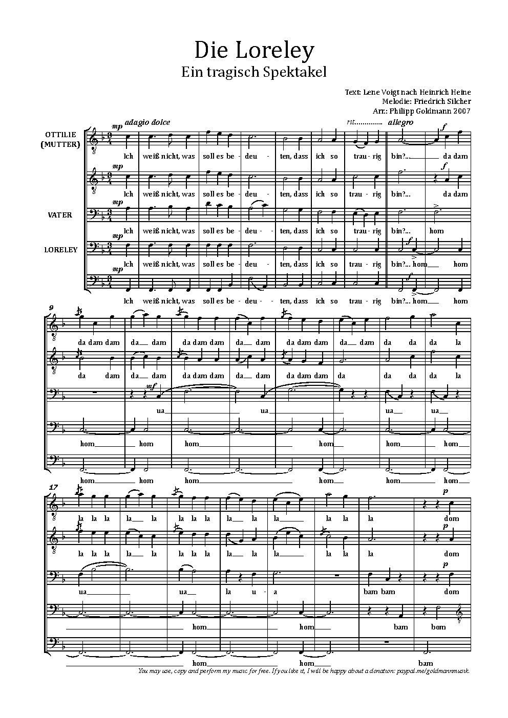 Die Loreley - Ein tragisch Spektakel - Choir Script PDF Thumbnail