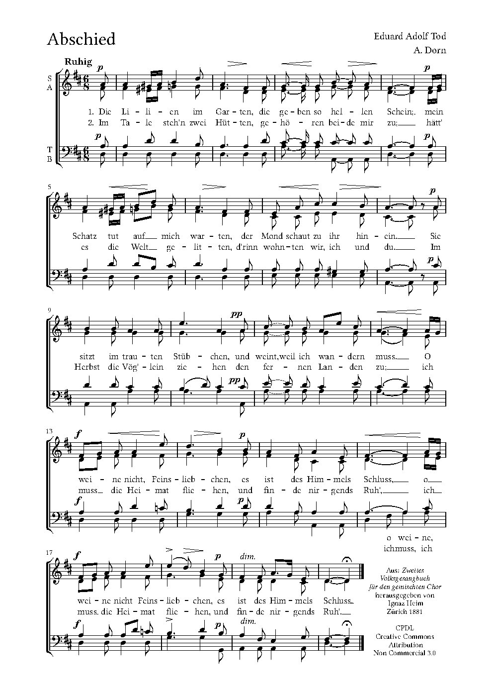Die Lilien im Garten - Choir Script PDF Thumbnail