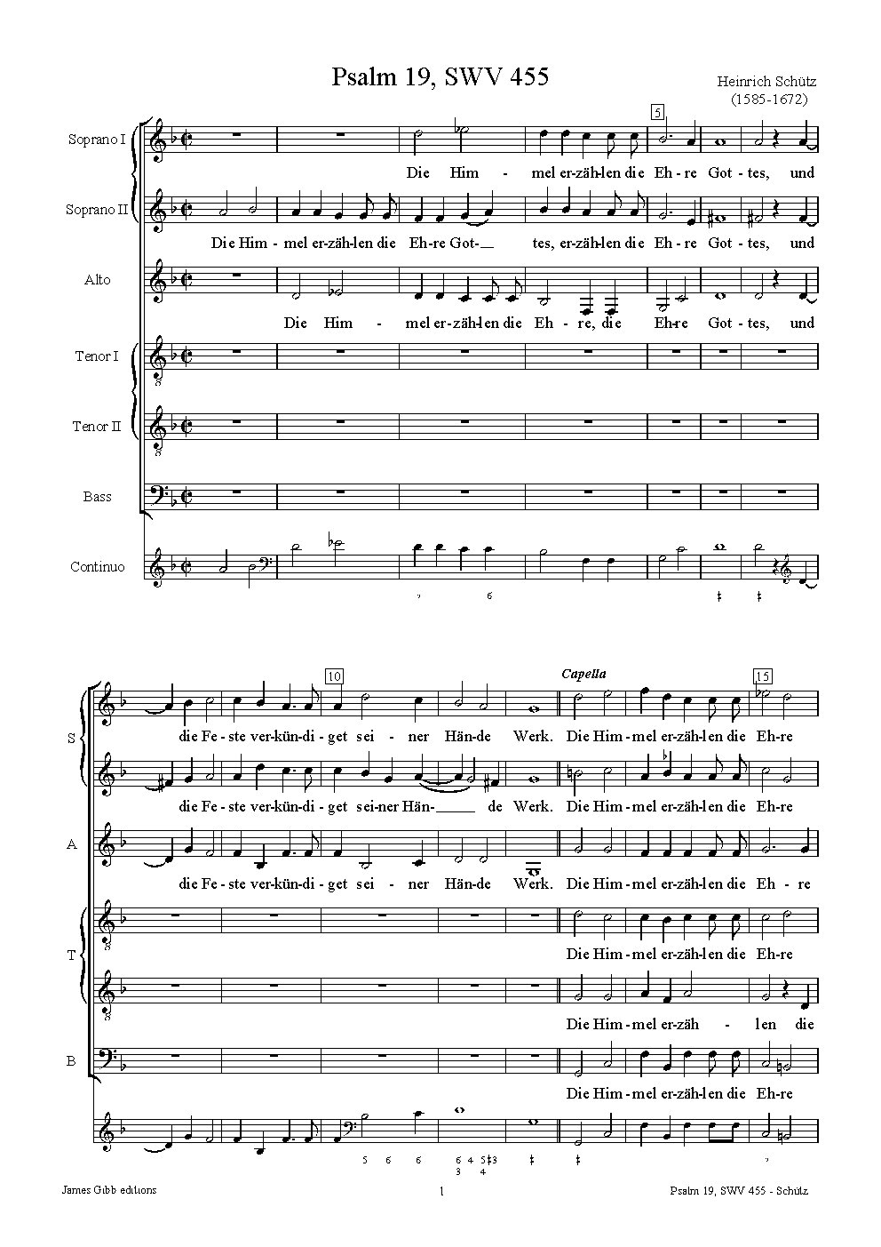 Die Himmel erzählen die Ehre Gottes, SWV 455