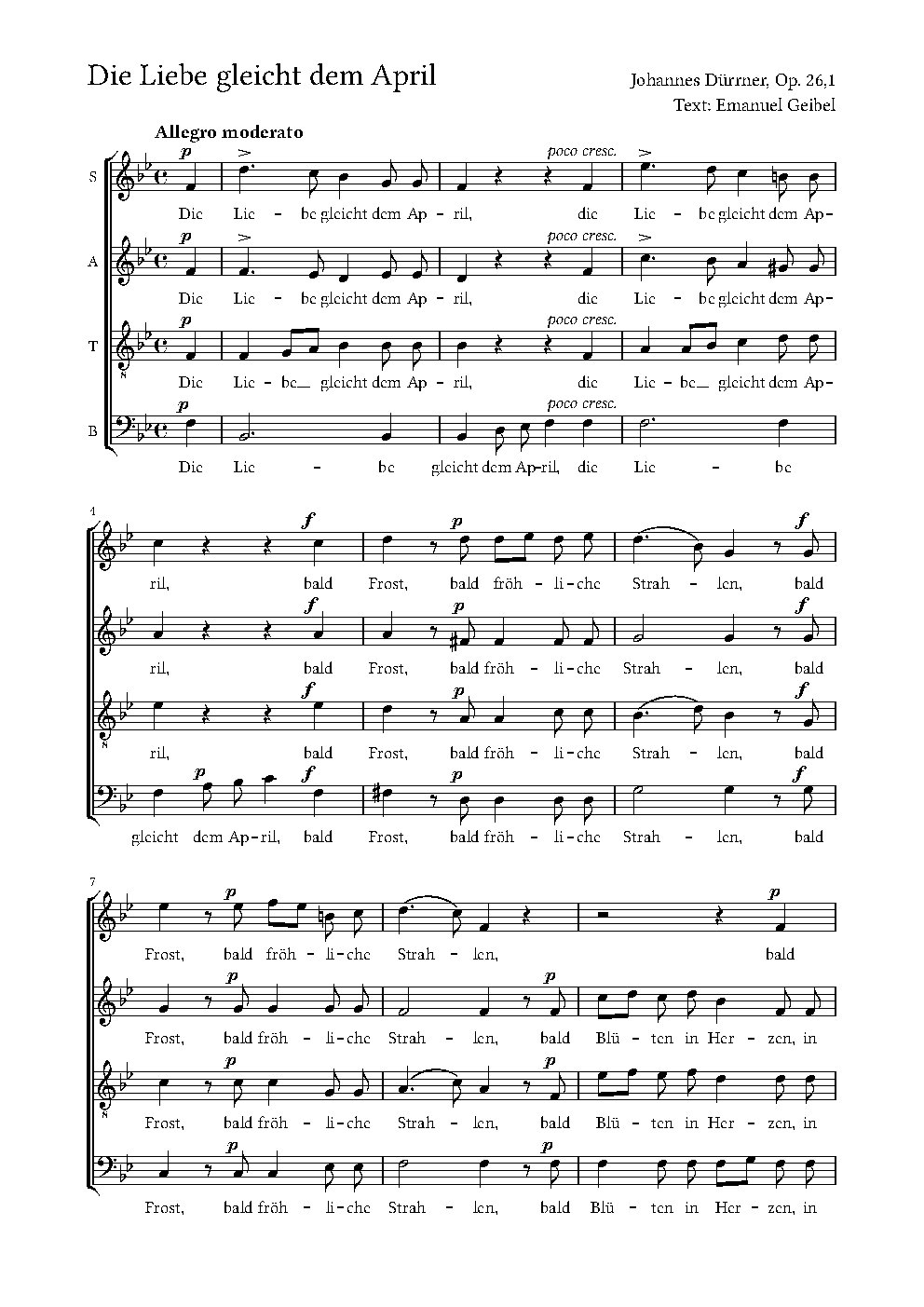 Die Liebe gleicht dem April|Drei Gesänge, Op. 26