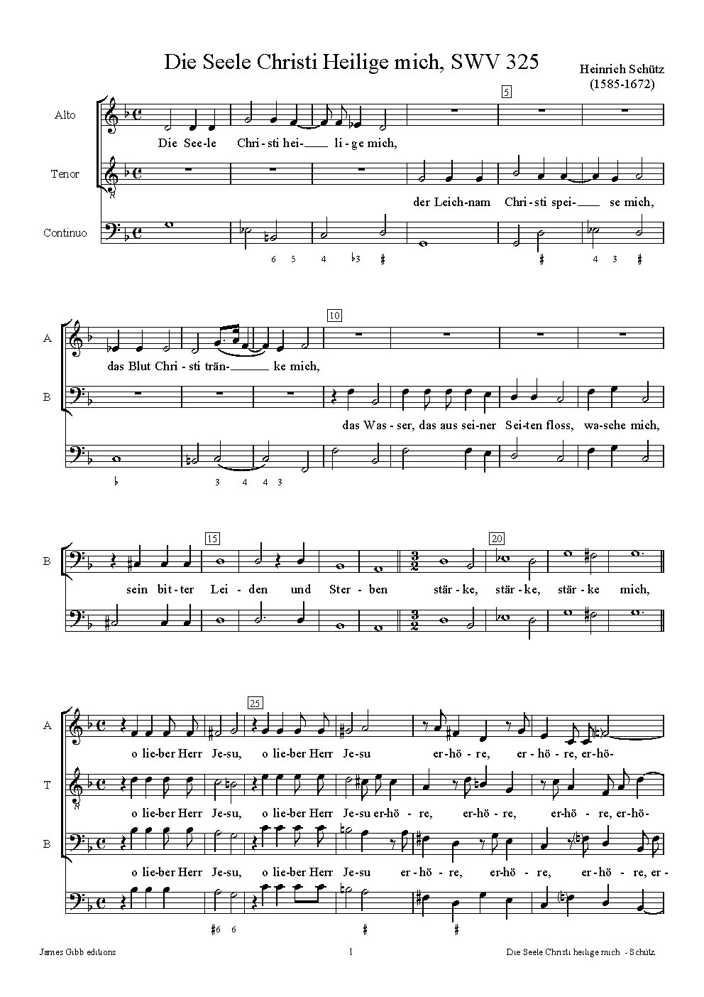 Die Seele Christi heilige mich, SWV 325