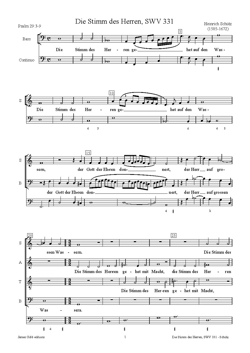 Die Stimm des Herren gehet auf den Wassern, SWV 331