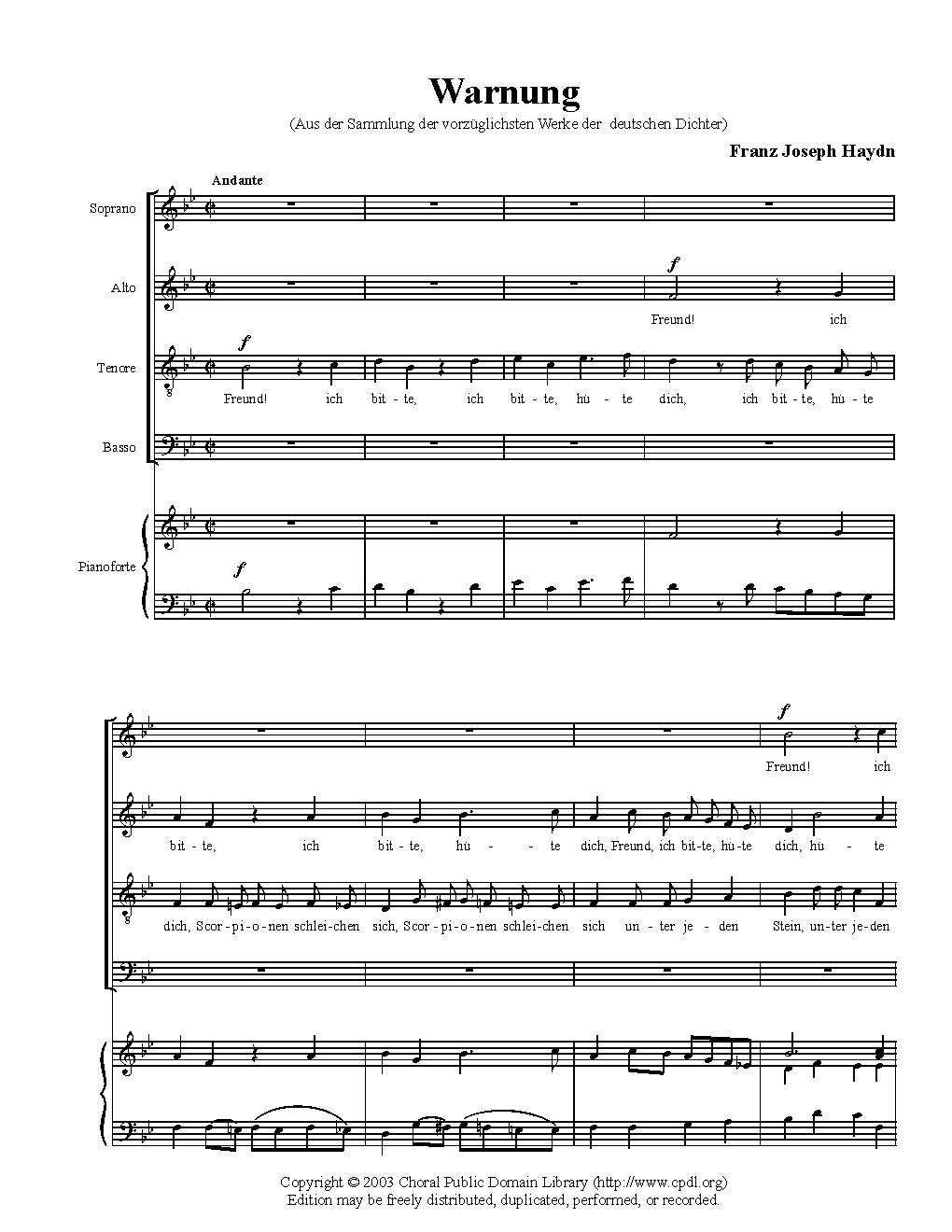 Warnung - Choir Script PDF Thumbnail