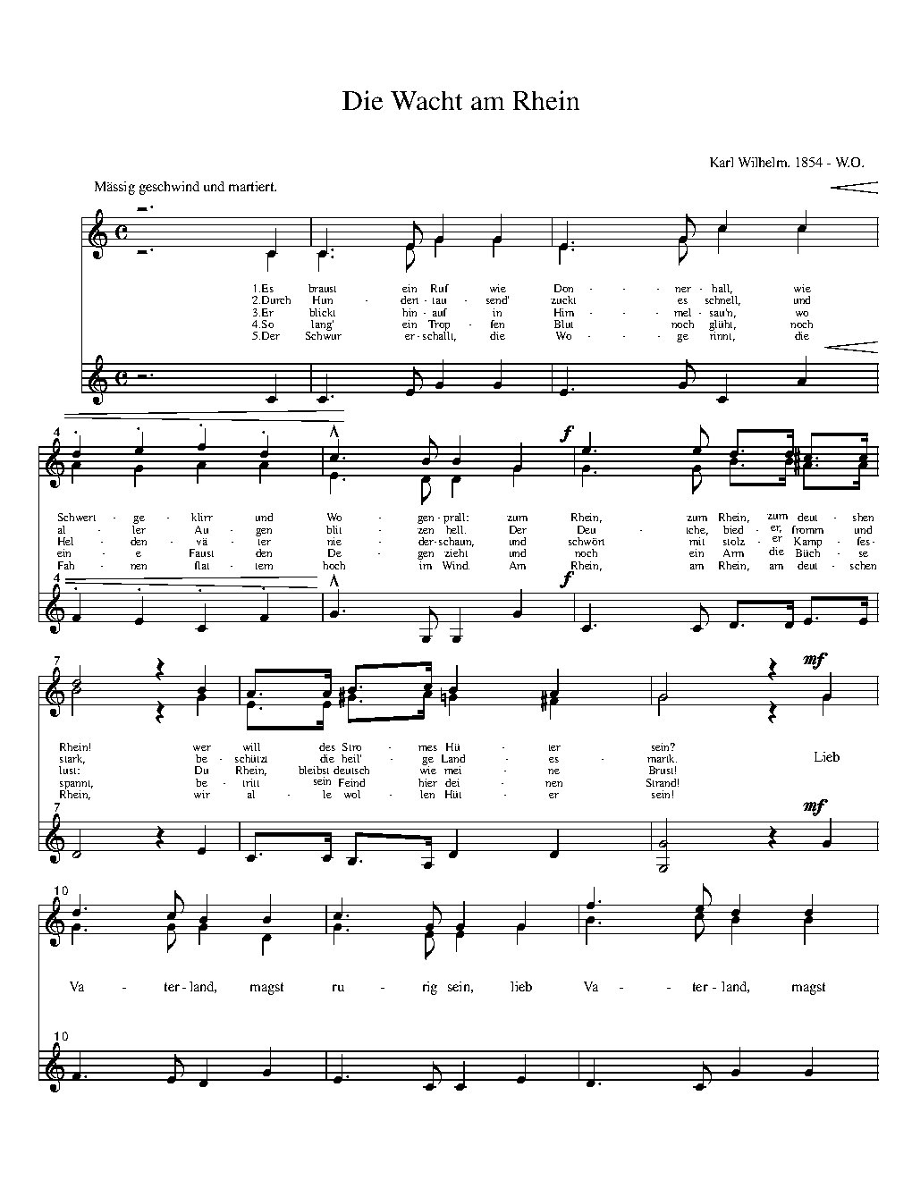 Die Wacht am Rhein - Choir Script PDF Thumbnail