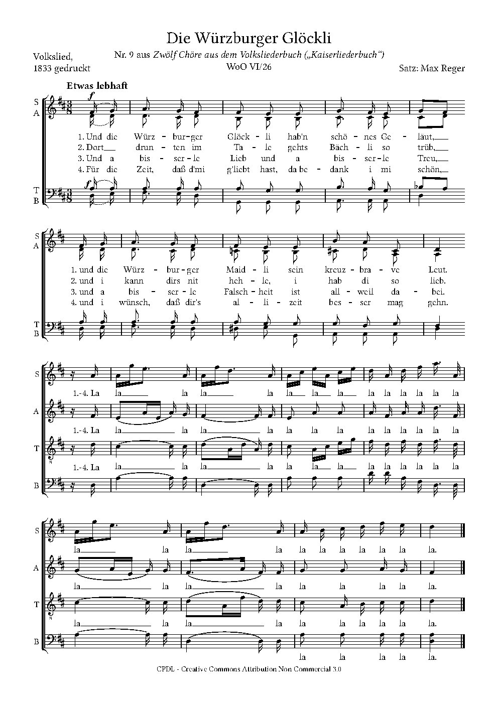 Die Würzburger Glöckli, WoO VI/26, No. 9 - Choir Script PDF Thumbnail