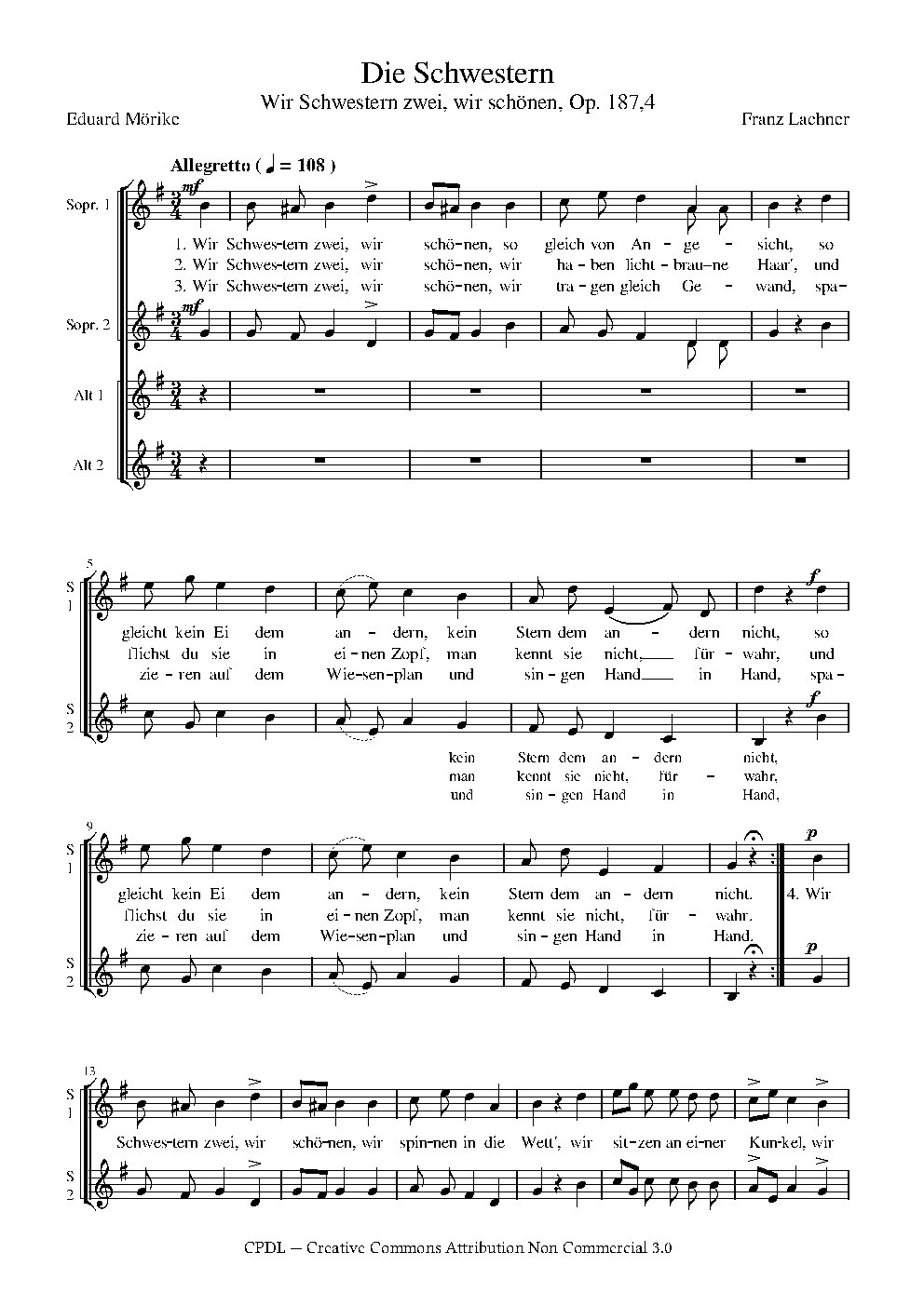Die Schwestern, Op. 187, No. 4