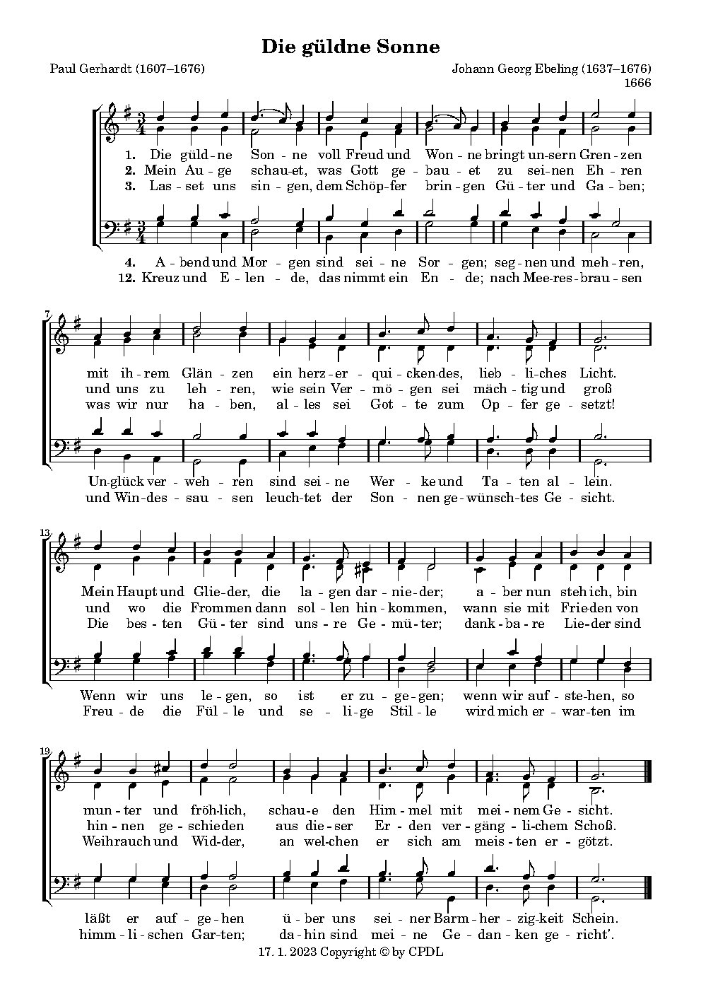 Die güldne Sonne - Choir Script PDF Thumbnail