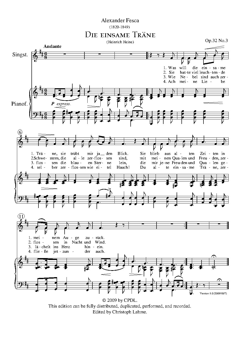 Die einsame Träne, Op. 32, No. 3
