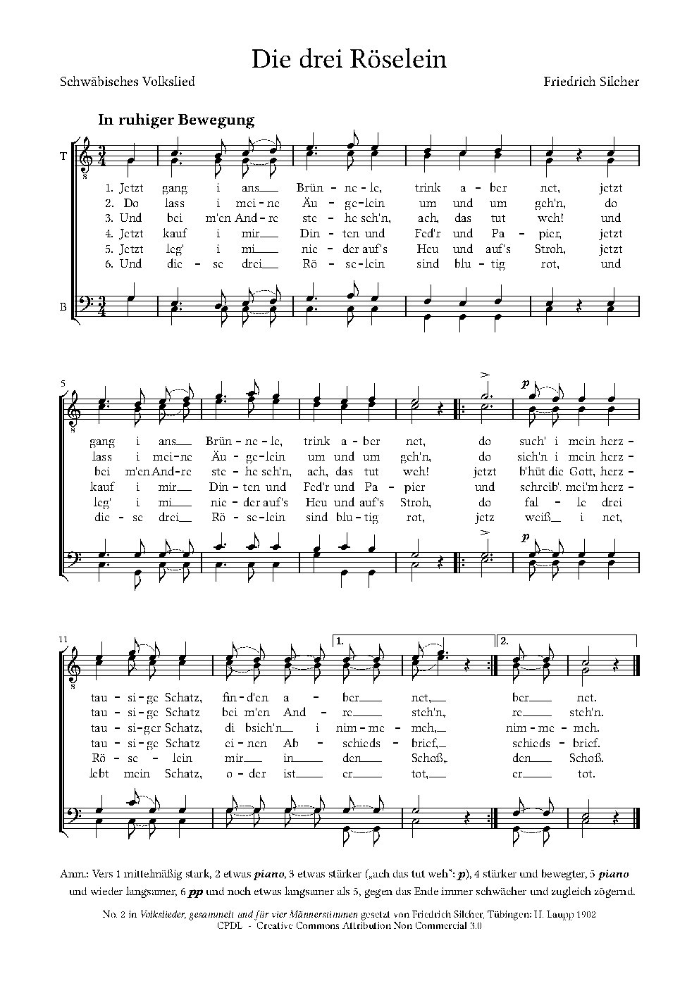 Die drei Röselein - Choir Script PDF Thumbnail