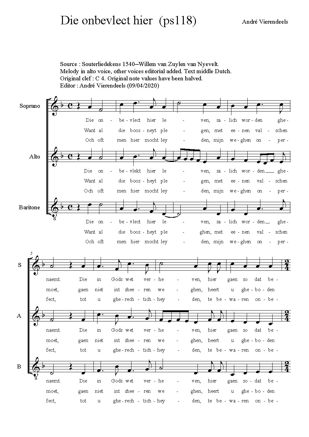 Die onbevlect hier - Choir Script PDF Thumbnail